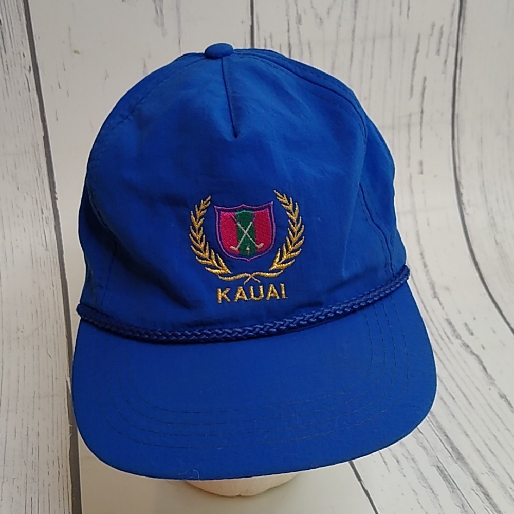 Vintage Kauai Golf Blue Nylon Snapback Hat Cap